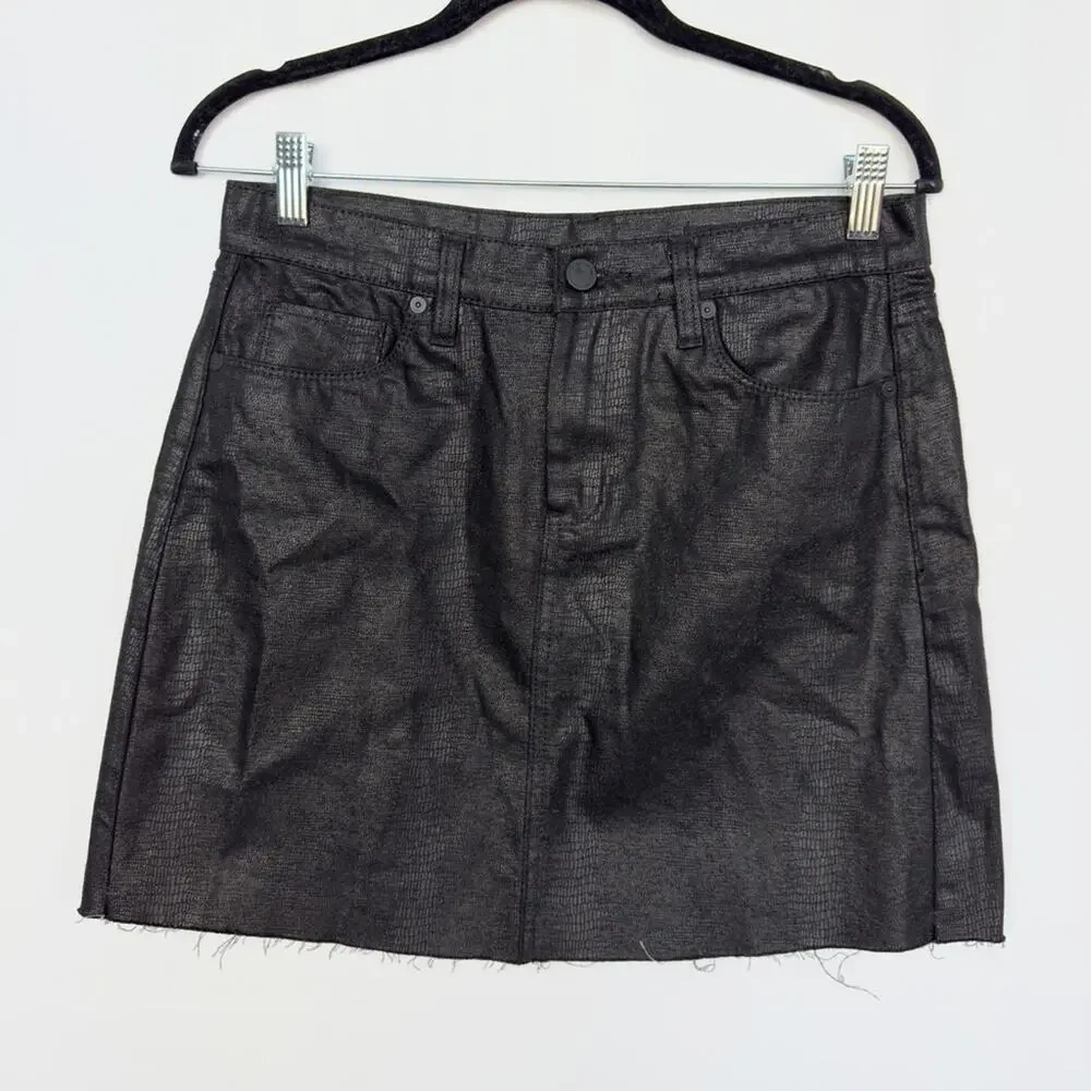 Blank NYC Black Snake Skin Cotton Mini Skirt Size 27
